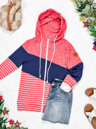 IN STOCK Colorblock Fullzip - Liberty Stars, Navy, and Stripes Trio FINAL SALE