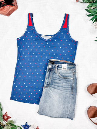 IN STOCK Poppy Tank - Blue Freedom Stars FINAL SALE