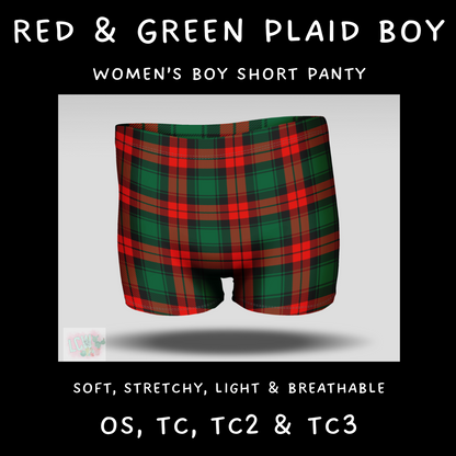 Batch #232 - Christmas Underwear - Closes 10/31 ETA early/mid Dec - Red & Green Plaid Boy Shorts