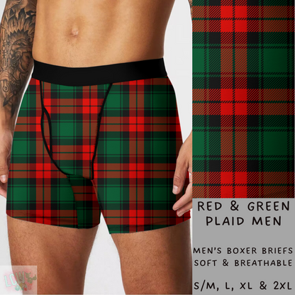 Batch #232 - Christmas Underwear - Closes 10/31 ETA early/mid Dec - Red & Green Plaid Mens Boxer Briefs