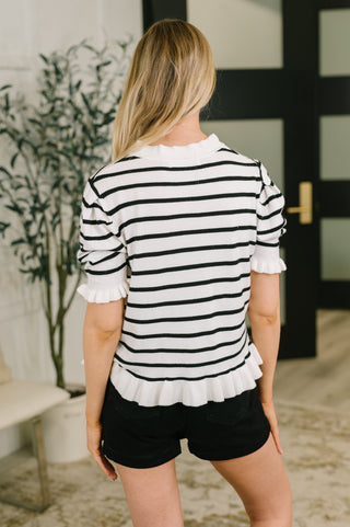 Rational Ruffle Textured Knit Blouse