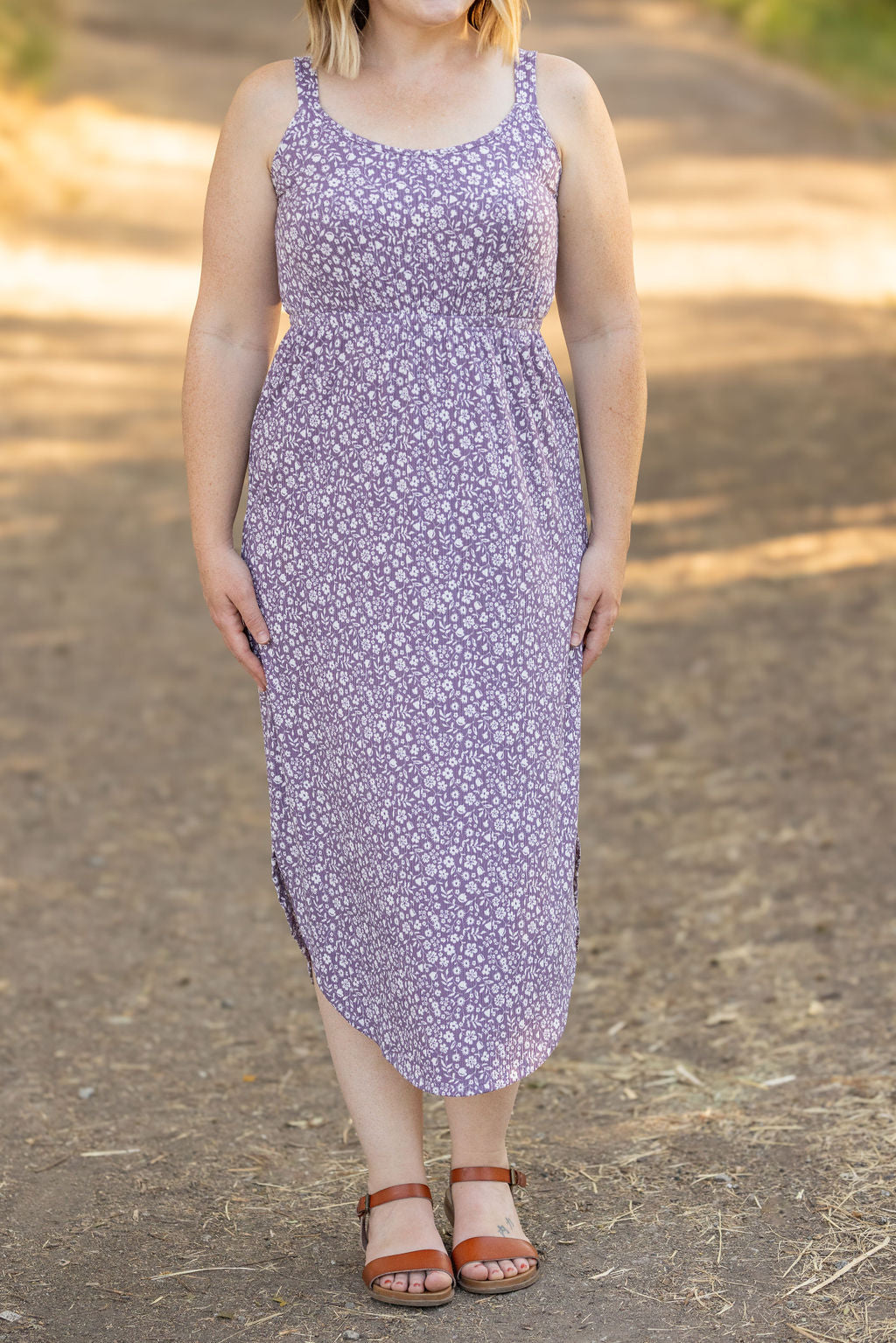 Reagan Ribbed Midi Dress - Lavender Floral | Women's Dress