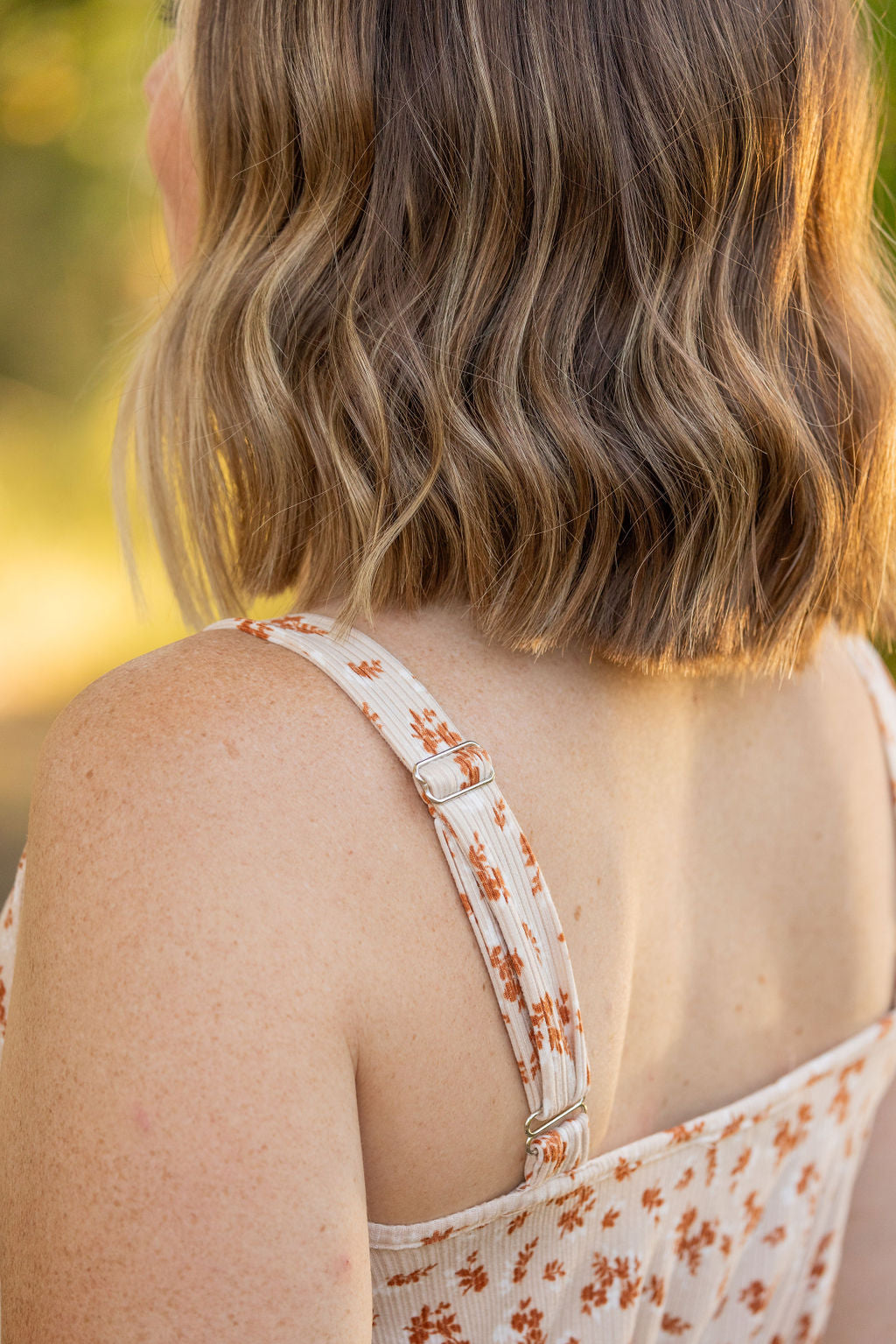 Reagan Ribbed Midi Dress - Sand and Rust Floral | Women's Dress