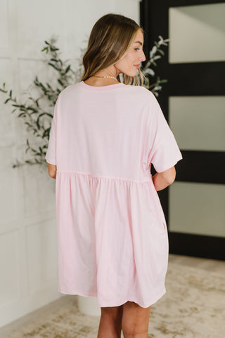 PREORDER: Relaxed Drop Shoulder Dress in Light Pink