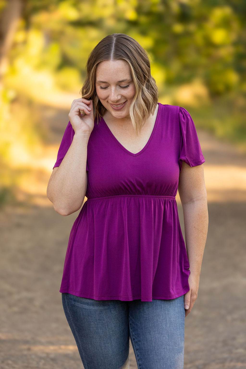 Emery Ruffle Top - Purple | Women's Blouse