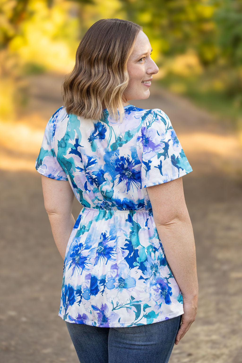 Emery Ruffle Top - Blue Floral | Women's Blouse