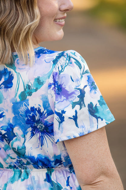 Emery Ruffle Top - Blue Floral | Women's Blouse