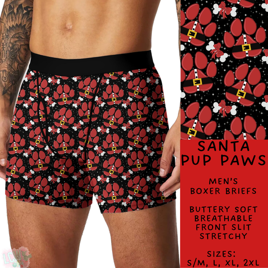 Batch #232 - Christmas Underwear - Closes 10/31 ETA early/mid Dec - Santa Pup Paws Men's Boxer Briefs