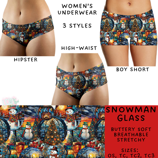 Batch #232 - Christmas Underwear - Closes 10/31 ETA early/mid Dec - Snowman Glass Women's Underwear