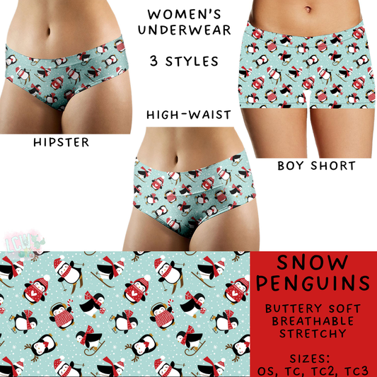 Batch #232 - Christmas Underwear - Closes 10/31 ETA early/mid Dec - Snow Penguins Women's Underwear