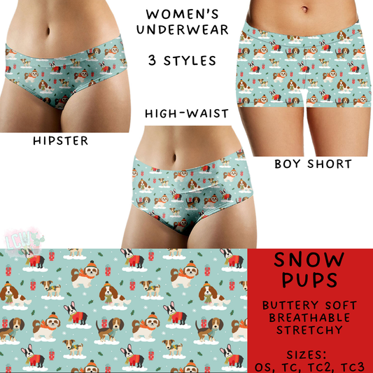 Batch #232 - Christmas Underwear - Closes 10/31 ETA early/mid Dec - Snow Pups Women's Underwear