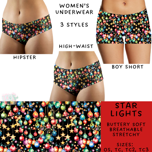 Batch #232 - Christmas Underwear - Closes 10/31 ETA early/mid Dec - Star Lights Women's Underwear