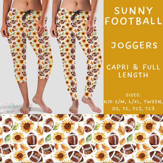 PREORDER Batch #204 - Hello Fall - Closes 9/20 - ETA early Nov - Sunny Football Full and Capri Length Joggers