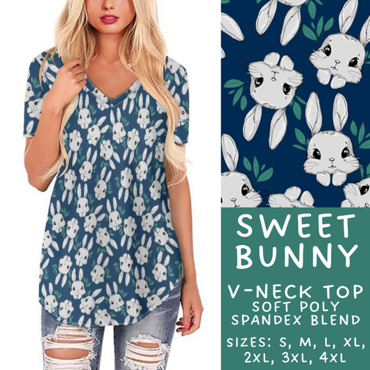 Batch #279 - Hop to it Collection Presale - Closes 1/30, ETA Early April - Sweet Bunny V-Neck Tee