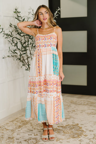 PREORDER: Spaghetti Strap Boho Print Dress