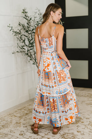 PREORDER: Square Neck Contrast Detail Dress in Orange