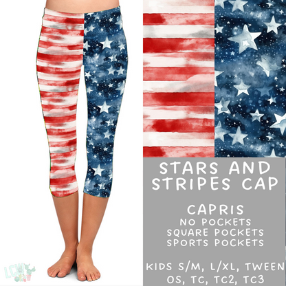 Ready To Ship - Stars and Stripes Capri Leggings