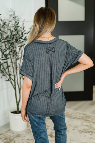 Sunday's Bestie Mineral Wash Top in Ash Black