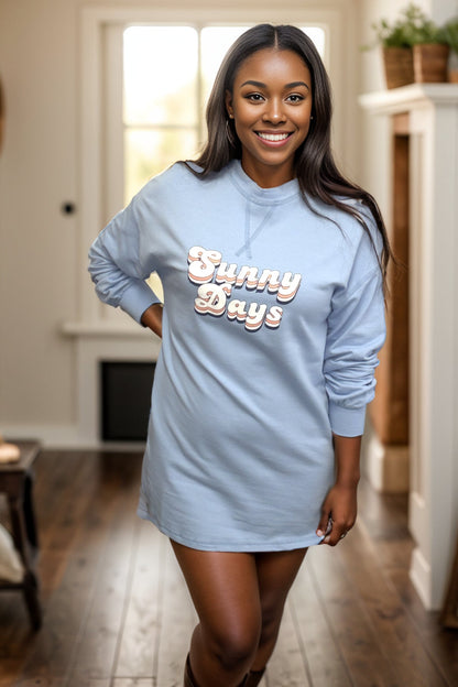 Sunny Days In Blue - Sweater Dress