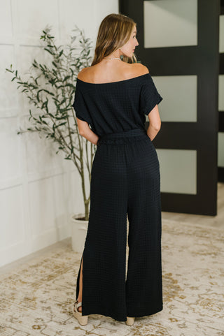 PREORDER: Textured Knit Jumpsuit in Black