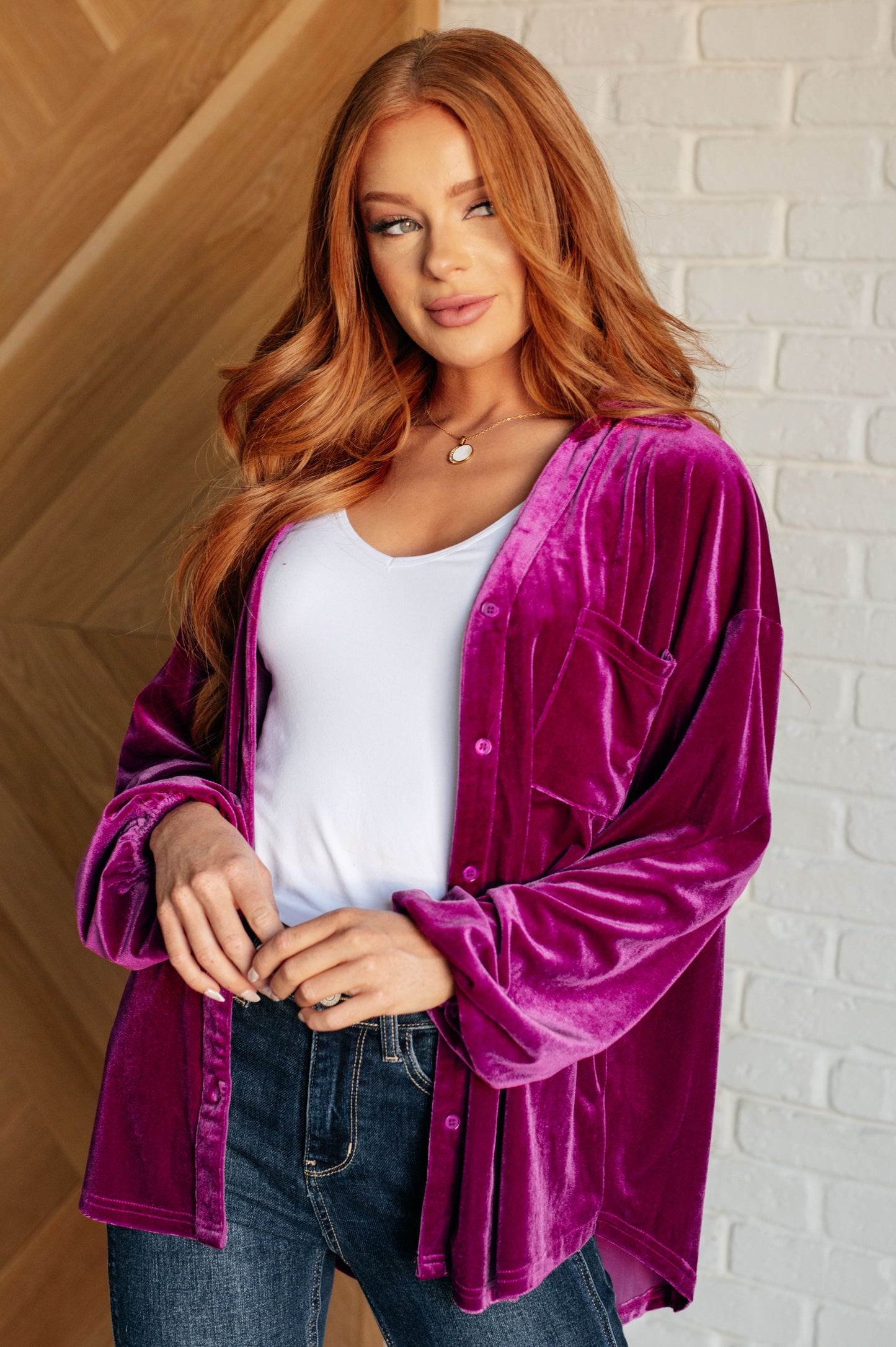 The Best Policy Velvet Balloon Sleeve Top