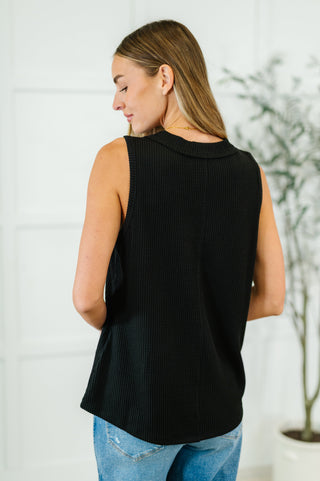 Thread Lightly Ribbed Knit Tank in Black