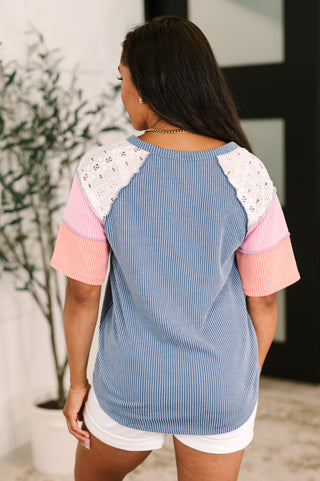 Threaded in Time Contrast Color Block Top