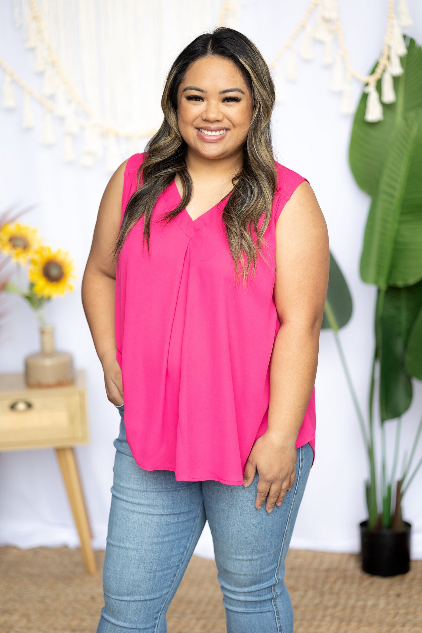 Tickle Me Pink - Sleeveless Top
