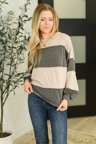 Two-Tone Take Drop Shoulder Top