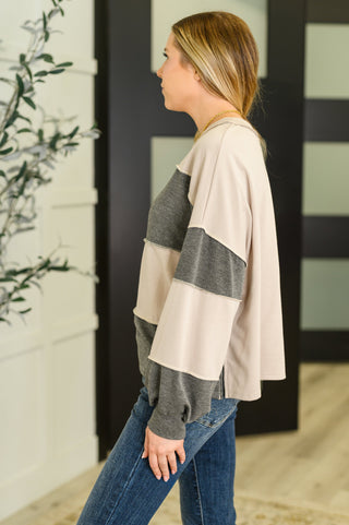 Two-Tone Take Drop Shoulder Top