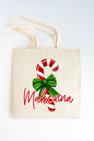 Personalized Candy Cane Tote