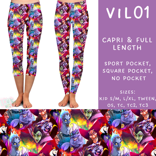 PREORDER Batch #208 - Villains - Closes 9/30 - ETA mid Nov - Vil01 Full and Capri Length Leggings