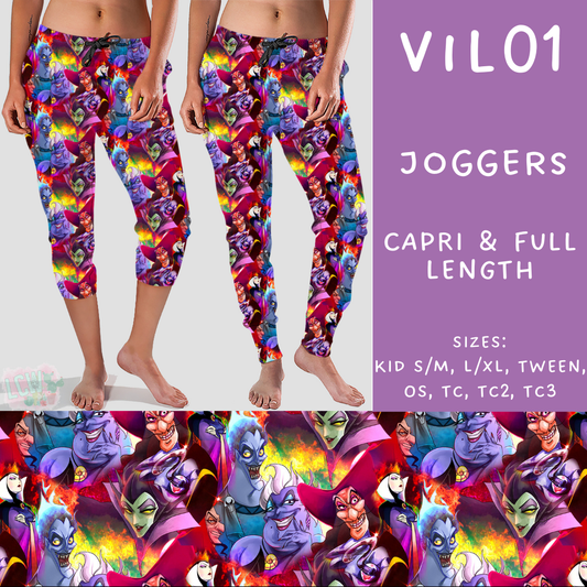 PREORDER Batch #208 - Villains - Closes 9/30 - ETA mid Nov - Vil01 Full and Capri Length Joggers