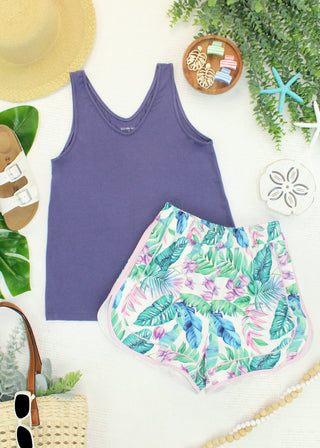 IN STOCK Vera V Neck Tank - Slate Purple