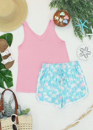 IN STOCK Vera V Neck Tank - Pink