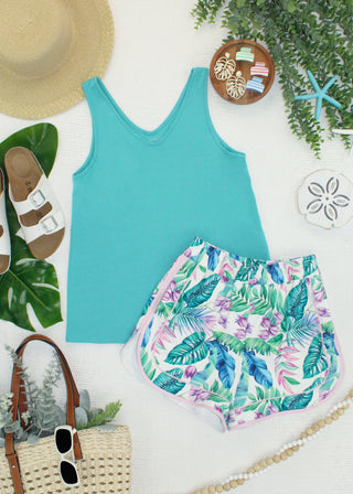 IN STOCK Vera V Neck Tank - Teal