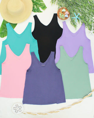 IN STOCK Vera V Neck Tank - Teal