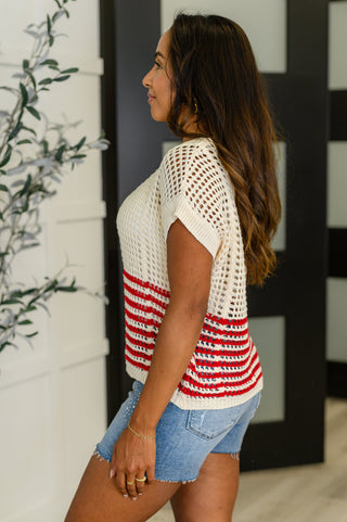 Vibes Don't Lie Net Tee Red Striped