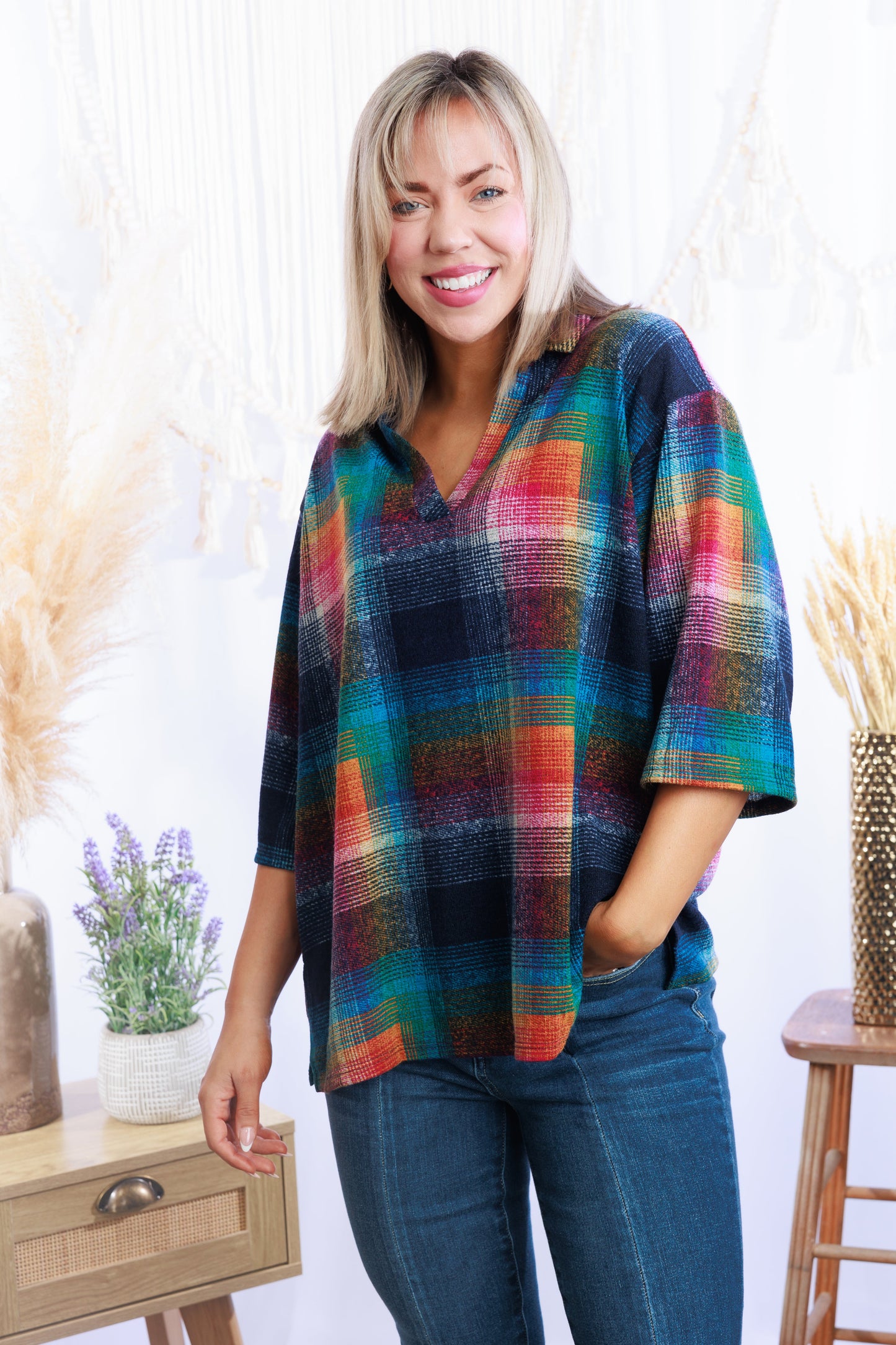 Vibrance in Plaid Short Sleeve