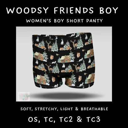 Batch #232 - Christmas Underwear - Closes 10/31 ETA early/mid Dec - Woodsy Friends Boy Shorts