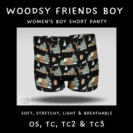 Batch #232 - Christmas Underwear - Closes 10/31 ETA early/mid Dec - Woodsy Friends Boy Shorts