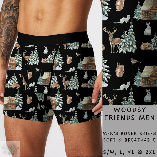 Batch #232 - Christmas Underwear - Closes 10/31 ETA early/mid Dec - Woodsy Friends Mens Boxer Briefs