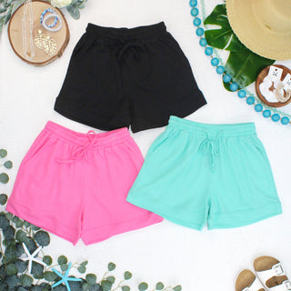 IN STOCK Weslie Waffle Shorts - Turquoise