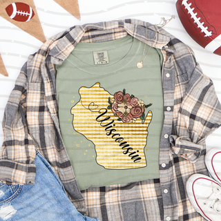 Wisconsin Floral Neutral Tee