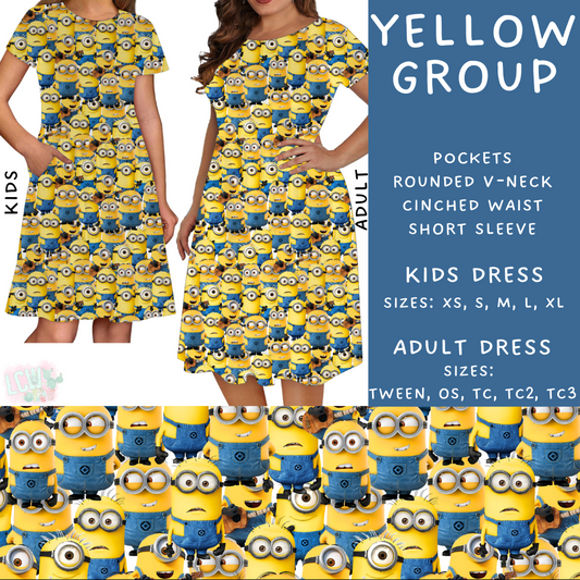 Batch #278 - Cool Characters 7 - Closes 1/29 - ETA early April - Yellow Group Adult & Kids Dresses