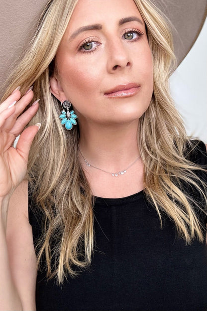 Boho Turquoise Flower Drop Earrings