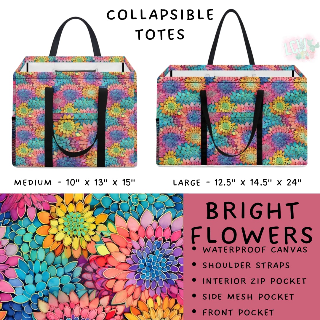 Batch #267 - Collapsible Totes - Closes 1/6 - ETA mid March - Bright Flowers Collapsible Tote