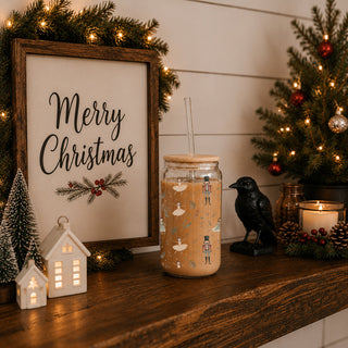 Nutcracker ballet tumbler - festive pastel glass cup with bamboo lid
Bulk Christmas tumbler - Nutcracker ballerinas glass holiday cup
Christmas coffee glass tumbler - Nutcracker soldiers and ballerinas pastel design