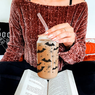 bat and spider glass set
halloween party tumbler
gothic coffee station glass