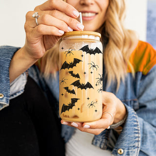 spooky coffee bar essential
halloween party drink set
designer halloween tumbler
premium spooky glass set
luxury bat pattern drink